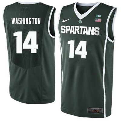 Men Brock Washington Michigan State Spartans #14 Nike NCAA 2019-20 Green Authentic College Stitched Basketball Jersey BD50Z74YG